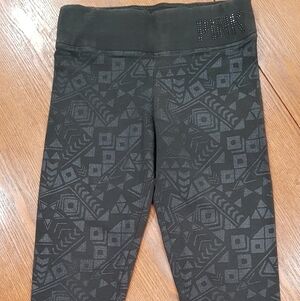 PINK Victoria's Secret Black Geo Print Women's Leggings with Rhinestone Logo